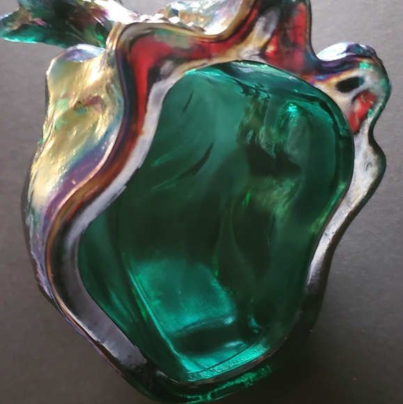 Fenton 11" Winking Alley Cat Emerald Forest Green Iridescent Art Glass Sculpture - Picture 3 of 14